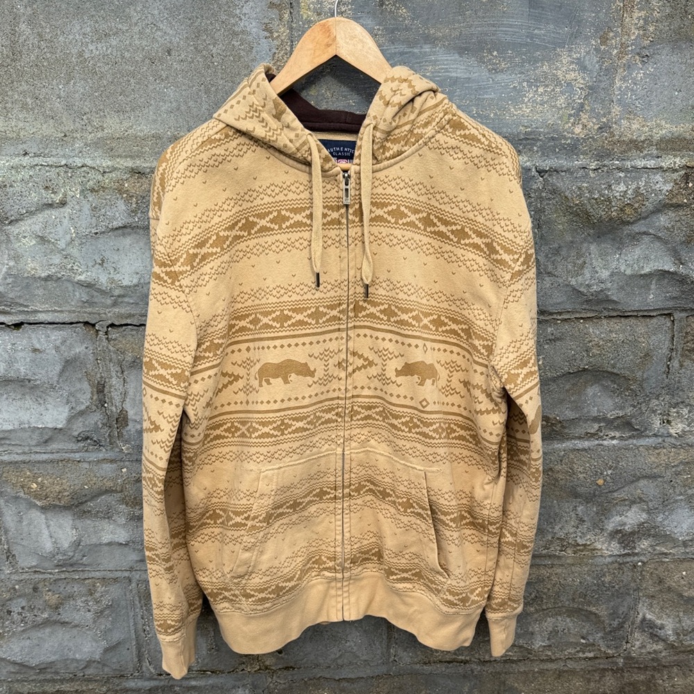 Vintage Y2K Ecko Unltd Hoodie Large Tan Rhino Zip Up Skate Surf 2000s
